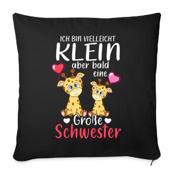 Je suis petite mais bientôt une grande sœur - Housse de coussin décorative 45 x 45 cm - noir - Devant
