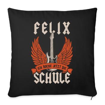 Schoolchild Felix I'm rocking the first day of school now - Sofa pillowcase 17,3'' x 17,3'' (45 x 45 cm) - black - Front