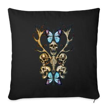 Bois de crâne 4 - Housse de coussin décorative 45 x 45 cm - noir - Devant