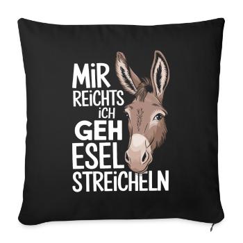 Esel Eselchen Maultier Muli - Sofakissenbezug 45 x 45 cm - Schwarz - Vorne