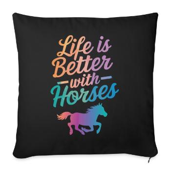 Horse Horse Riding Horse Riding Jumping - Sofa pillowcase 17,3'' x 17,3'' (45 x 45 cm) - black - Front