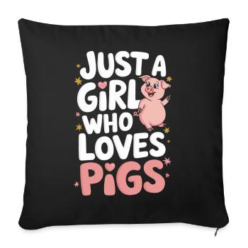 Animal cochon - Housse de coussin décorative 45 x 45 cm - noir - Devant
