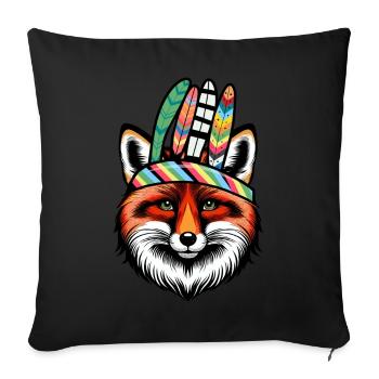Schamanen Fuchs Füchse spirituell - Sofakissenbezug 45 x 45 cm - Schwarz - Vorne