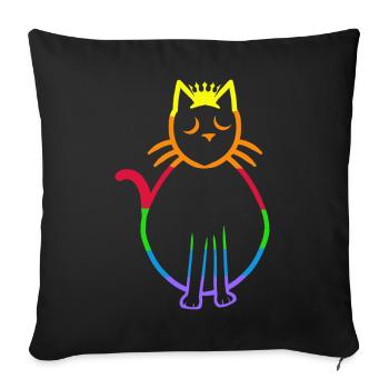 80s 90s Retro Vintage Cat Cats Kitten - Sofa pillowcase 17,3'' x 17,3'' (45 x 45 cm) - black - Front