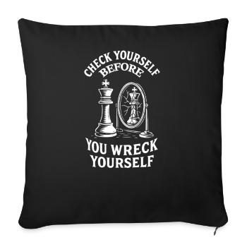 Check Yourself Funny Chess Player Saying - Sofa pillowcase 17,3'' x 17,3'' (45 x 45 cm) - black - Front