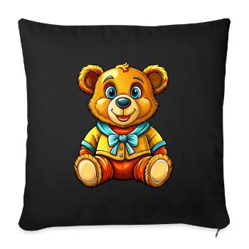 Teddy mit Pullover - Sofakissenbezug 45 x 45 cm - Schwarz - Vorne