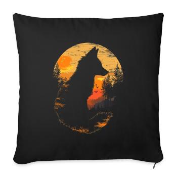 Tête de renard forêt animaux nature arbres bébé renard - Housse de coussin décorative 45 x 45 cm - noir - Devant