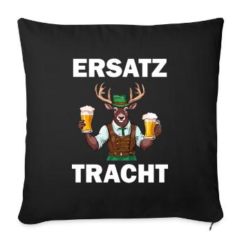 Lederhose Hirsch Tracht Bayrisch Trachten Ersatz - Sofakissenbezug 45 x 45 cm - Schwarz - Vorne