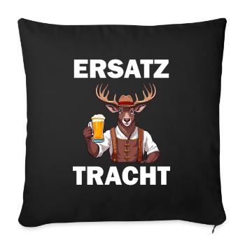 Lederhose Hirsch Tracht Bayrisch Trachten Ersatz - Sofakissenbezug 45 x 45 cm - Schwarz - Vorne