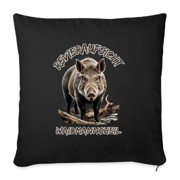 Jäger-Waidmannsheil Revieraufsicht-Wildschwein - Sofa pillowcase 17,3'' x 17,3'' (45 x 45 cm) - black - Front