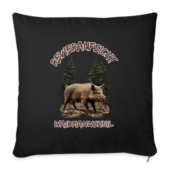 Jäger-Waidmannsheil Revieraufsicht-Wildschwein - Sofa pillowcase 17,3'' x 17,3'' (45 x 45 cm) - black - Front