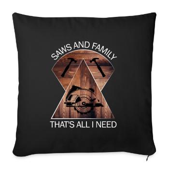 Carpenter, carpenter, carpenter, carpenter, craftsman, wood - Sofa pillowcase 17,3'' x 17,3'' (45 x 45 cm) - black - Front