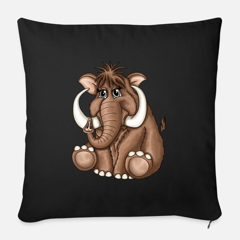 Süßes flauschiges Mammut Steinzeit - Sofakissenbezug 45 x 45 cm - Schwarz