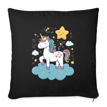 Licorne magique et imaginative avec des étoiles - Housse de coussin décorative 45 x 45 cm - noir - Devant