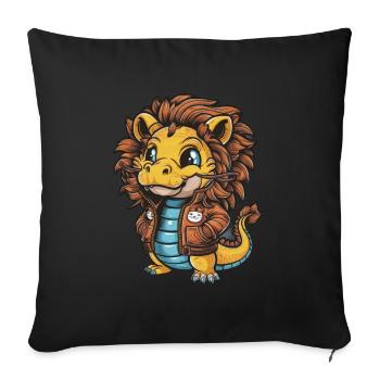 Cute cartoon kawaii dragon in lion outfit. - Sofa pillowcase 17,3'' x 17,3'' (45 x 45 cm) - black - Front
