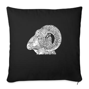 Bélier tête avec des cornes - Housse de coussin décorative 45 x 45 cm - noir - Devant