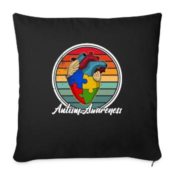 Autism awareness Heart Colors Autism puzzle piece - Sofa pillowcase 17,3'' x 17,3'' (45 x 45 cm) - black - Front