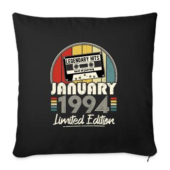 Janvier 1994 Vintage Anniversaire Rétro Cadeau - Housse de coussin décorative 45 x 45 cm - noir - Devant