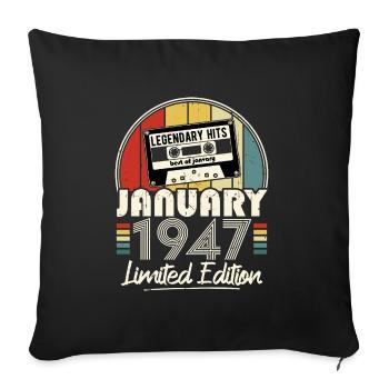 January 1947 Vintage Birthday Retro Gift - Sofa pillowcase 17,3'' x 17,3'' (45 x 45 cm) - black - Front