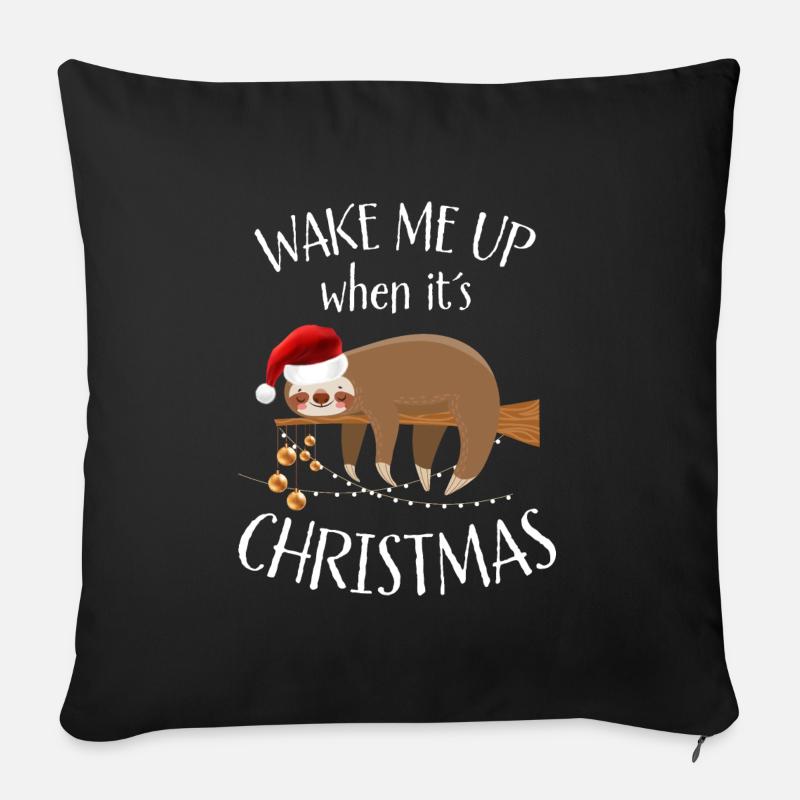 Faultier Weihnachten Wake Me Up Ugly Christmas - Sofakissenbezug 45 x 45 cm - Schwarz