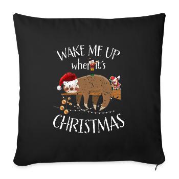 Paresseux Noël Wake Me Up Ugly Christmas - Housse de coussin décorative 45 x 45 cm - noir - Devant