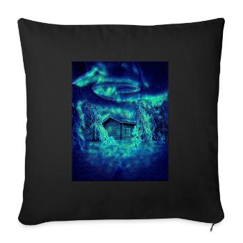 Cabane dans la forêt, Finlande - Housse de coussin décorative 45 x 45 cm - noir - Devant