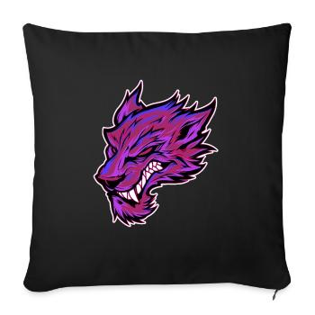Tête de loup Tatouage Tête de Loup Graffiti Rose - Housse de coussin décorative 45 x 45 cm - noir - Devant