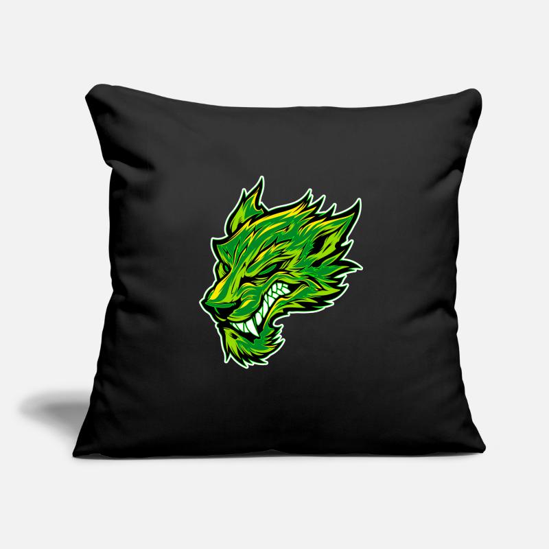 Wolf Head Wolf Head Tattoo Graffiti Green Sofa pillowcase 17,3'' x 17,3'' (45 x 45 cm)