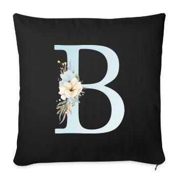 Customizable Monogram B Floral - Sofa pillowcase 17,3'' x 17,3'' (45 x 45 cm) - black - Front