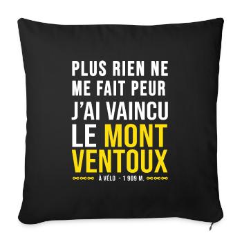 Vélo cycliste Mont Ventoux Humour sport velo - Housse de coussin décorative 45 x 45 cm - noir - Devant