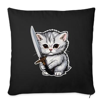 Chat Couteau Animal Animal domestique Chaton - Housse de coussin décorative 45 x 45 cm - noir - Devant