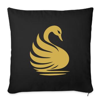 Elegante Schwan-Silhouette: Anmut auf dem Wasser - Sofakissenbezug 45 x 45 cm - Schwarz - Vorne