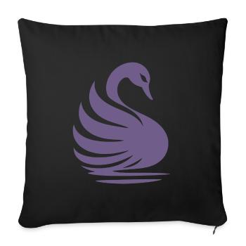 Elegante Schwan-Silhouette: Anmut auf dem Wasser - Sofakissenbezug 45 x 45 cm - Schwarz - Vorne