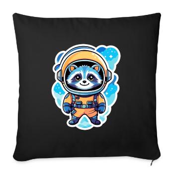 Raccoon Astronaut Illustration - Sofa pillowcase 17,3'' x 17,3'' (45 x 45 cm) - black - Front