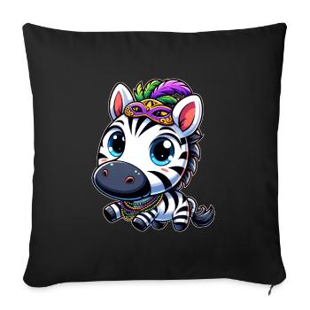 Karnevals-Zebra: Mardi Gras mit Maske - Sofakissenbezug 45 x 45 cm - Schwarz - Vorne