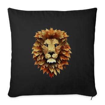 Autumn Majesty: Lion surrounded by autumn leaves - Sofa pillowcase 17,3'' x 17,3'' (45 x 45 cm) - black - Front