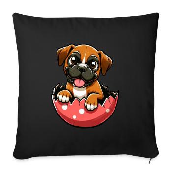 Colorful Boxer Dog Easter Egg Hatch Design - Sofa pillowcase 17,3'' x 17,3'' (45 x 45 cm) - black - Front