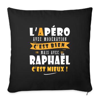 Raphaël Cadeau Humour personnalisé cadeau Raphaël - Housse de coussin décorative 45 x 45 cm - noir - Devant