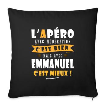 Emmanuel cadeau Humour cadeau emmanuel - Housse de coussin décorative 45 x 45 cm - noir - Devant