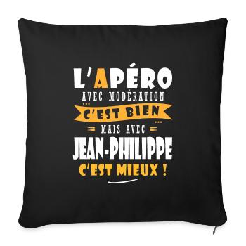 Jean-Philippe cadeau Humour cadeau Jean Philippe - Housse de coussin décorative 45 x 45 cm - noir - Devant