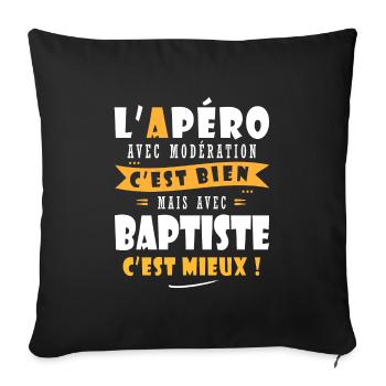 Baptiste cadeau Humour cadeau baptiste - Housse de coussin décorative 45 x 45 cm - noir - Devant
