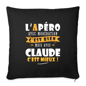 Claude cadeau Humour personnalisé cadeau claude - Housse de coussin décorative 45 x 45 cm - noir - Devant