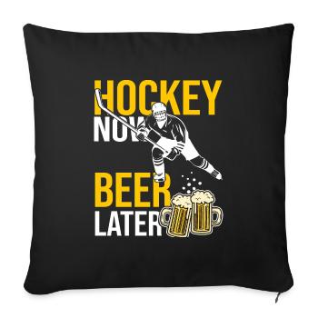 Eishockeyspieler Geschenk Bier Geschenk - Sofakissenbezug 45 x 45 cm - Schwarz - Vorne