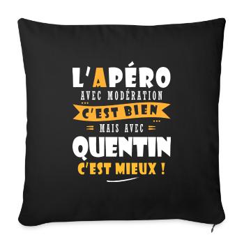 Quentin Cadeau Humour personnalisé cadeau quentin - Housse de coussin décorative 45 x 45 cm - noir - Devant