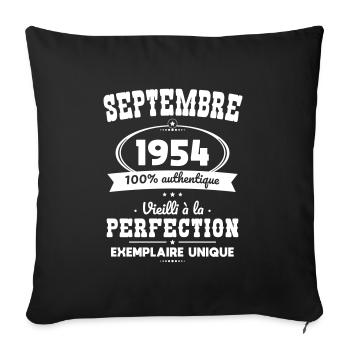 70-jähriges Jubiläum - September 1954 Perfektion - Sofakissenbezug 45 x 45 cm - Schwarz - Vorne