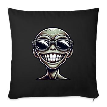 Cool Alien Portrait with Sunglasses - Sofa pillowcase 17,3'' x 17,3'' (45 x 45 cm) - black - Front