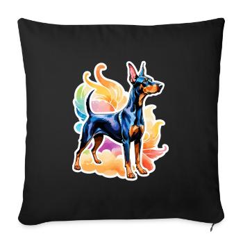 Dobermann Wasserfarben - Sofakissenbezug 45 x 45 cm - Schwarz - Vorne