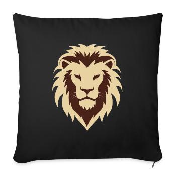 logo de lion, symbole de lion - Housse de coussin décorative 45 x 45 cm - noir - Devant