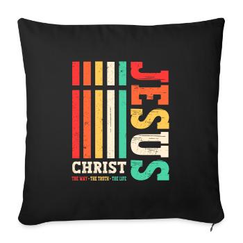 Jésus-Christ Chemise Verset de la Bible Je suis le chemin - Housse de coussin décorative 45 x 45 cm - noir - Devant