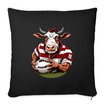 Joueur de rugby Vache - Housse de coussin décorative 45 x 45 cm - noir - Devant